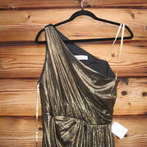 Mac Duggal 26537 Womens Draped One Shoulder Grecian Metallic Gown Dress - Picture 10 of 16